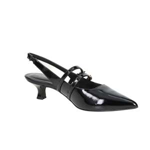 Marco Tozzi Women's Slingback <b>Pump</b> <b>Black</b> Patent Leather Pointed Toe Low Heel - Product Image 6
