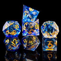 Ensemble de dés DND en résine à cœur liquide, couleur Cuivre Chaud et Orange Pailleté, à bords tranchants, 7 pièces, polyédriques, pour jeux de rôle Dungeons and Dragons RPG
