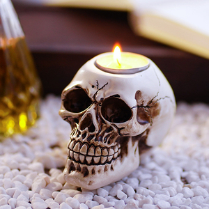 Skullhead nhựa mới lạ xương sọ người giữ ngọn nến cho Halloween Home Bar Đảng Tabletop trang trí khác nến chủ sở hữu nến lọ - Product Image 1