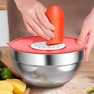 סיטונאי רב תכליתי בסיס מונע החלקה אחסון פירות ירקות אפייה נירוסטה ערבוב קערת סלט קינון סט עם פכטל - Product Image 4