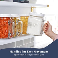 Pot Mason à large ouverture de 74 oz avec poignée, récipient de stockage hermétique avec échelle graduée pour sucre, farine, biscuits, cornichons, fruits, boissons au réfrigérateur