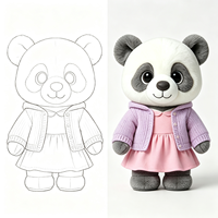 Peluche Panda Kawaii Doux et Moelleux avec Manteau Violet – Cadeau Idéal – Compagnon en Peluche Panda