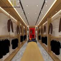 Vitrine de présentation de costumes pour hommes avec éclairage LED personnalisé, en bois, pour boutique de vêtements pour hommes haut de gamme