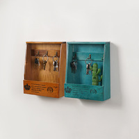 D5997 Organisateur créatif anti-poussière pour la maison, pour l'entrée, le salon et le couloir, boîte de rangement pour clés murale en bois