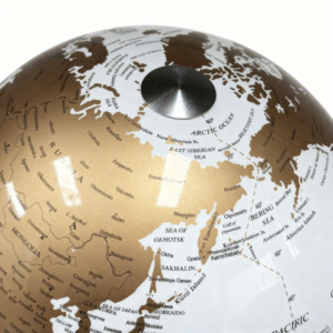 Elegante Globo Terráqueo Giratorio de 360 Grados, <span class=keywords><strong>Mapa</strong></span> del Mundo de PVC Blanco y Dorado con Base de Metal, Globo Decorativo de Escritorio para Decoración del Hogar y la Oficina - Product Image 3