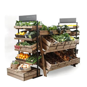 Hai mặt 1600mm chiều rộng siêu thị di động trái cây và rau hiển thị đứng nhựa hiển thị giá thép Kệ cho rau - Product Image 1