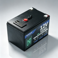 Batterie solaire au lithium-ion à décharge profonde 12V 50Ah, kit de batterie LiFePO4 avec chargeur et accessoires pour système d'alimentation solaire de bateau