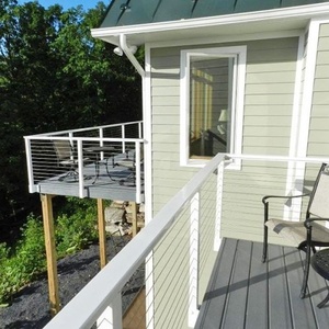 Hiện Đại Khoan Trắng Thép Không Gỉ Cầu Thang Đường Sắt Bài Cáp Grommets Miếng Đệm 42 "Chống Gỉ Sàn Gắn Cho Ban Công Sàn - Product Image 5