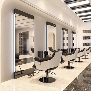Zs Hot Sale Large Full Length Gold Styling Barber Salon Furniture <b>Wall</b> Ounted Hairdressing Makeup Led Beauty Salon <b>Mirror</b> - Product Image 3