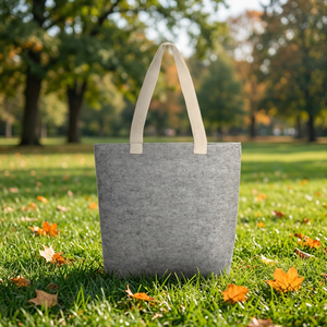 Bolsas de Mano Personalizadas Premium, Ligeras, de Fieltro PET Reciclado y Lona de Algodón, con 2 Asas, Bordado, Cierre de Cremallera, Parte Superior Abierta - Product Image 2