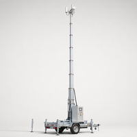 Tour de communication télescopique montée sur remorque |   Mât de télécommunication mobile portable avec vérins hydrauliques stabilisateurs en acier galvanisé