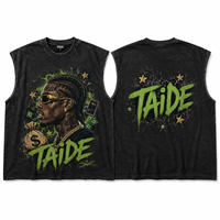 TaiDe Débardeur en coton 220 GSM certifié GRS, délavé à l'acide, style Hip Hop, avec impression graphique avant et arrière, logo personnalisé, OEM ODM, vente en gros pour hommes