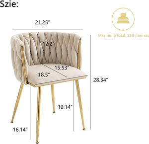 Chaises d'appoint modernes en velours rembourrées avec pieds en métal pour salon et cuisine, meubles de maison pour appartement - Product Image 3