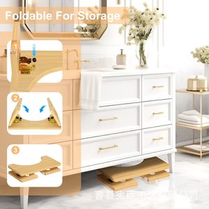 Taburete de madera para inodoro, reposapiés de baño, soporte plegable antideslizante para asiento de ducha - Product Image 2
