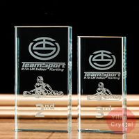 Trophée souvenir en cristal optique de jade verre vierge sculpté et imprimé UV Trophée de compétition sportive avec logo personnalisé
