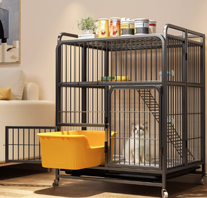 <span class=keywords><strong>Cage</strong></span> intérieure extra-large pour chat <span class=keywords><strong>avec</strong></span> toilette intégrée, motif uni, construction en acier écologique, fermeture à bouton pour petites races - Product Image 4