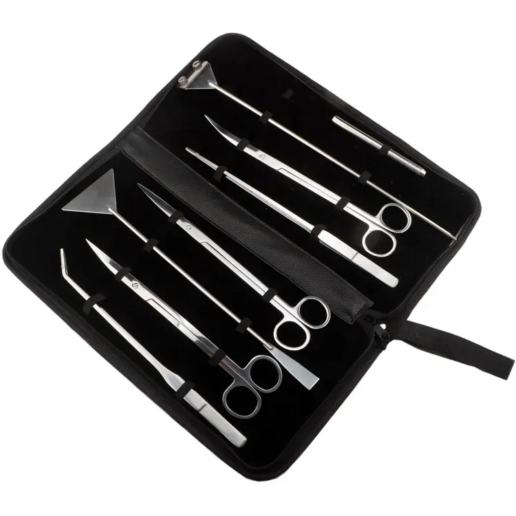 7PCS Mirror Polished Stainless Steel Aquarium Tweezer Aquarium Scissor With Leather Bag