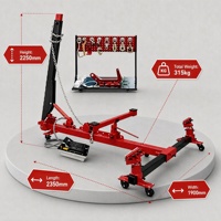 Banc de redressage et calibrateur de carrosserie en acier inoxydable pour la réparation automobile, avec cadre de levage mobile et extracteur de bosses