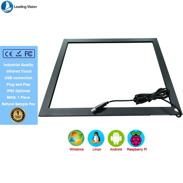 New 19 Inch Industrial Interactive Infrared Touch Screen Panel Multi-Point 4096x4096 Resolution USB Interface Aluminum Alloy