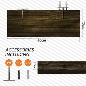 Solid Wood Wall Mounted <b>Shelf</b> 40x15x2.5cm Rectangle Multipurpose Hanging Storage <b>Rack</b> For Living Room Bathroom Decoration - Product Image 2