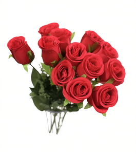 Bouquet di rose artificiali in seta, fiori rotondi rosa realistici per decorazioni domestiche e matrimoni - Product Image 1