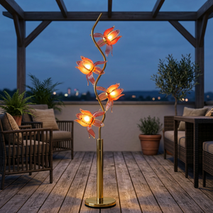 Bulk Supply 4-Head Lotus <b>Floor</b> <b>Lamp</b>, Golden S Curve Rod, Acrylic <b>Shade</b>, LED <b>Lamp</b> <b>for</b> High-end Penthouse - Product Image 2