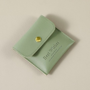 Jewelry Pouches Custom logo Luxury Matte Pu Leather Small Jewelry Pouch Envelop with Snap Button for Jewelry Storage - Product Image 2