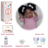 Babeside Poupée Bébé Reborn en Silicone Vinyle Doux Peinte en 3D de Haute Qualité 50 CM, Faite à la Main avec Veines Visibles pour Filles Afro-Américaines