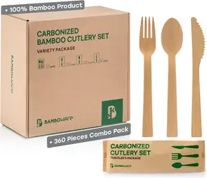 Environmentally Friendly Disposable Tableware Forks Spoons And Knives Made Of Bamboo