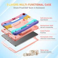 Étui pour tablette iPad 102 (7e/8e/9e génération) en silicone PC avec support rotatif et sangle de poignet, compatible Air 11 pouces, avec bandoulière, résistant aux chutes