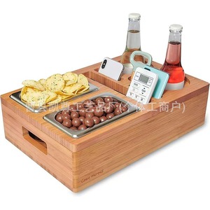 Solid wood storage box with drawers and desktop, multi-compartment for storing snacks, fruits, dried fruits, <b>beer</b>, and - Product Image 2
