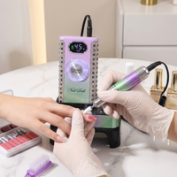 Machine à ongles rechargeable 2-en-1 avec lampe UV 45000 tr/min, lime à ongles électrique portable pour salon et usage domestique