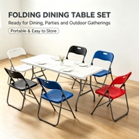Table pliante rectangulaire légère en plastique HDPE blanc de 2,4 m pour camping, jardin, hôtel, hôpital et usage extérieur