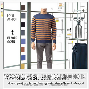 WX601421 Sudadera con capucha de poliéster/raion, teñido anudado, color liso, corte holgado, anti-bolitas, jersey de punto para otoño - Product Image 2