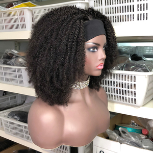 FYX Hair Perruque Bandeau <span class=keywords><strong>Foulard</strong></span> <span class=keywords><strong>Cheveux</strong></span> Humains Courts Bouclés <span class=keywords><strong>Afro</strong></span> Kinky Brésiliens Remy - Product Image 2