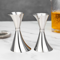 Jigger Incliné Hourglass 30ml 45ml 60ml avec Collier Asymétrique Double Face en Acier Inoxydable 304 – Outil de Mesure pour Barman