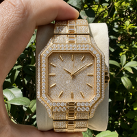 Montres mécaniques entièrement serties de diamants, cadran en cristal saphir, montres automatiques de luxe en moissanite pour hommes