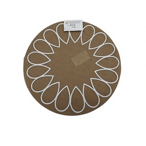 Set <span class=keywords><strong>de</strong></span> table rond en lin tissé à la main 38 cm, motif soleil et goutte d'eau, naturel, minimaliste, résistant à la chaleur, antidérapant, style bohème pour table à manger - Product Image 1