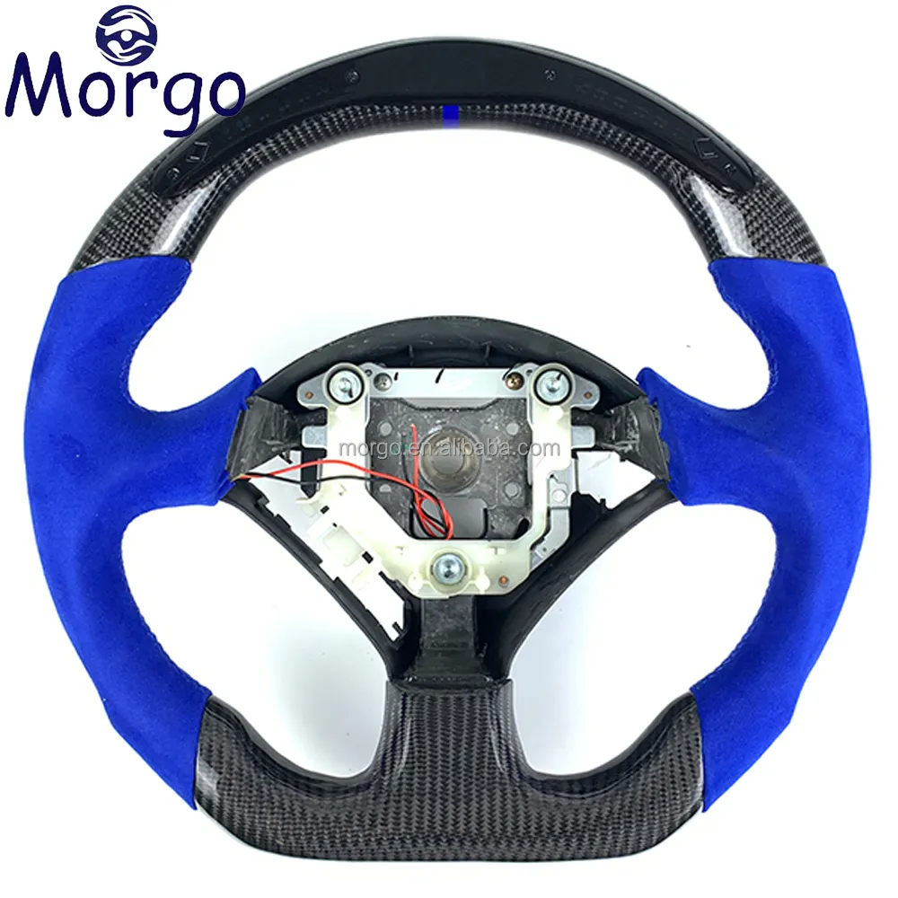 Per Honda S2000 volante auto Custom blu Alcantara in pelle LED in fibra di carbonio volante