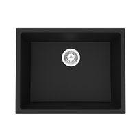 Qualité assurée cuisine blanchisserie solide 25 pouces petit Composite Quartz granit simple bol noir sous plan évier