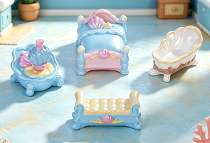 Miniatures de supermarché, maison de jeu pour enfants, coquillages marins, tables et chaises de bureau, lit, baignoire, lampe, mini-meubles de maison de poupée, jouet - Product Image 4