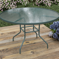 Table de salle à manger d'extérieur Joyeleisure, table basse en verre, table en acier et métal, mobilier d'extérieur pour ferme, villa, salle de sport, entrée