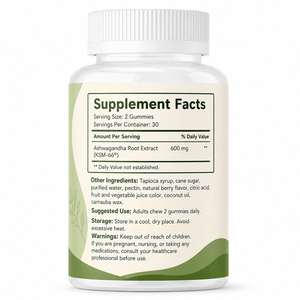 Gummies Antioxydants Naturels Biologiques Végétaliens à base d'Ashwagandha, L-Théanine, Rhodiola Rosea, Glycinate de Magnésium, Curcuma, Safran et KSM-66 - Product Image 6