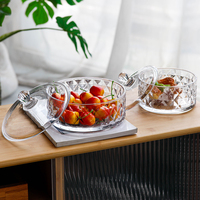 Pot à bonbons décoratif en verre avec couvercle transparent, capacité multiple, en verre taillé diamant, pour biscuits, fruits secs, rangement de table