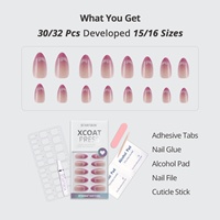 Faux ongles 3D en forme de fleur, courts, amande, 32 pièces, vente en gros, ongles en gel souple faits à la main, à presser, en vrac