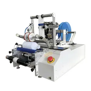 Semi Automatic Small Manual Wet Glue Double Side Labeler Any Shape Doe Bottle Label Applicator Machine with Code