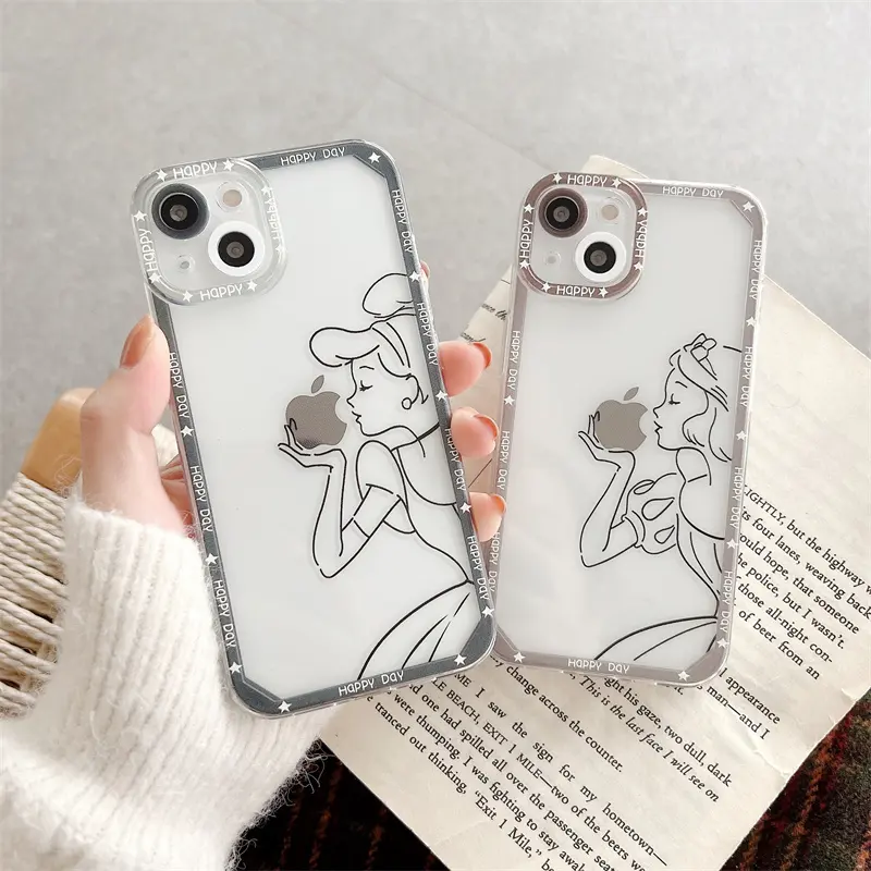 Hot Sale Cartoon Cute Princess Pattern Phone Case for iPhone 13 Girls Anime Figure Style Cover for iPhone 12/11/7/8/XR/X/XS/MAX