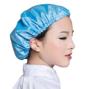 Berretto tondo antistatico blu elastico/cappello da lavoro per camera bianca con tappi a rete/ESD per protezioni esd di sicurezza