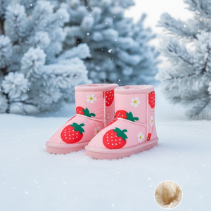 Bottes chaudes pour filles coréennes OZKIZ, imprimé fraises, tige synthétique, 2-6 ans, mode hiver pour enfants, vente en gros - Product Image 3