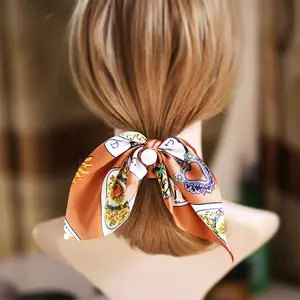 New Voan Bowknot đàn hồi tóc ban nhạc cho phụ nữ cô gái rắn màu scrunchies Headband quan hệ tóc ponytail chủ tóc phụ kiện